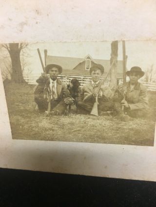 Rare Cabinet Photo C.  1900 Three Men With Rifles And Hunting Dog 5x4”