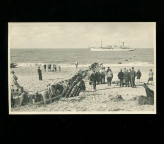 Domburg Zeeland Cable Ship Cable Laying On Beach Rp Postcard