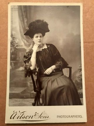Cabinet Card - Young Lady Seated With Hand Under Chin - 1900 