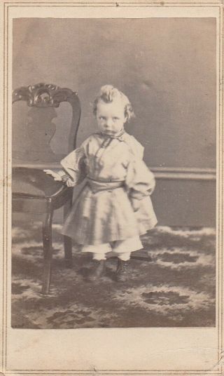 Cdv C.  W.  Photographer S.  Alschuler,  Chicago,  Il,  Boy Pantaloon Dress,  Great Hair