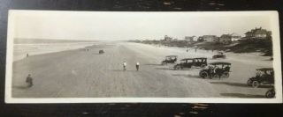 Early Azo Postcard Panoramic View Of Beach And Old Automobiles Maybe Daytona