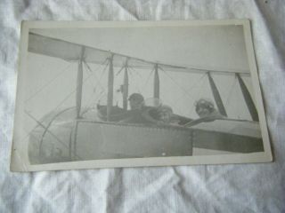 Vintage Real Photo Postcard,  Man & Ladies In Bi - Plane