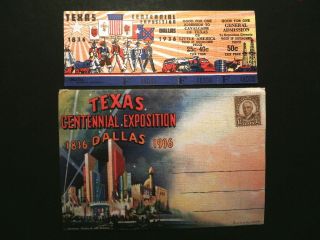 1936 Texas Centennial Exposition: Ticket,  Souvenir Folder W/ 18 Art Deco Views