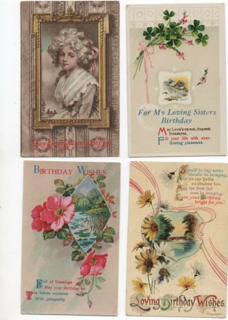 50 Vintage Birthday Greeting Postcards: