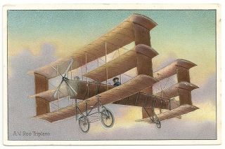 A.  V.  Roe Triplane Airplane Aviation Embossed Tuck Postcard