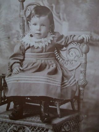 Cabinet Card Adorable Toddler Boy Key Brooch Hand Crocheted Collar Washington Pa
