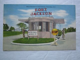 Fort Jackson Columbia Sc South Carolina Linen Postcard Us Army Base Hj5526