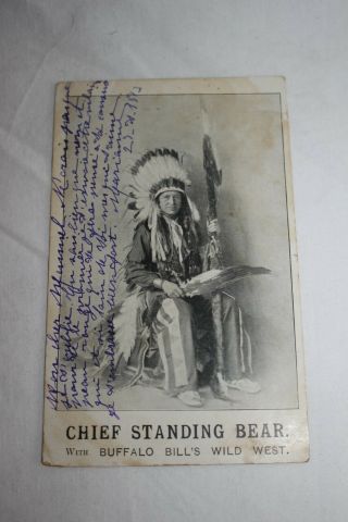 Buffalo Bill Wild West - Indian Chief Standing Bear - Circa 1903 Postcard