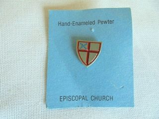 Vintage Episcopal Church Crest Pewter Lapel Pin