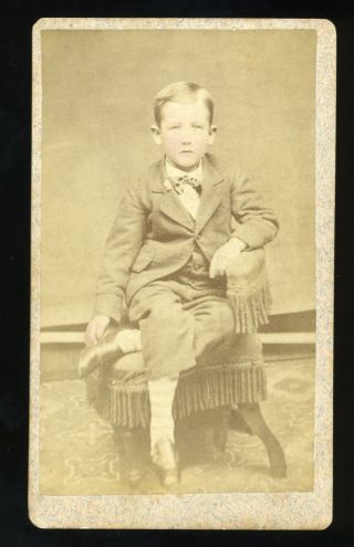 Cdv Photo Of Cute Boy Great Suit Socks And Shoes