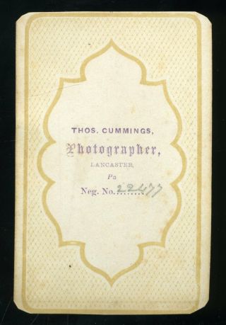 CDV Photo of Young Man Great Hair by Thos.  Cummings of Lancaster PA 2