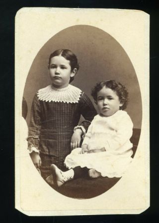 Cdv Photo Of Two Girl Great Dresses By T M Saurman Of Norristown Pa