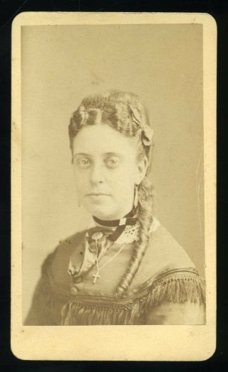 Civil War Era Cdv Photo Of Lady Great Dress And Hair By D B Vickery
