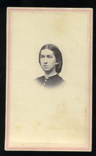 Civil War Era Cdv Photo Of Lady Great Hair By Clarkson & Jones Of Amesbury Ma