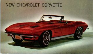 1963 Chevrolet Corvette Stingray Convertible Advertising Postcard