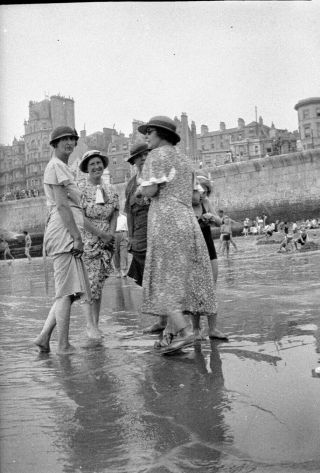 3x Three Vintage Negatives.  Women On The Beach In 1920 - Slightly Under Exposed