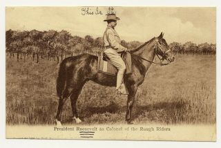 President Teddy Roosevelt As Colonel Of The Rough Riders Postcard 1908