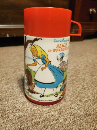 Vintage Alice In Wonderland Disney Thermos Bottle Aladdin