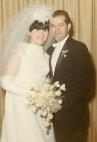 Zz582 Vtg Photo Wedding Bride & Groom C 1970 