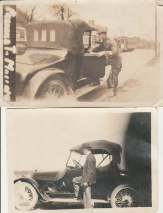 Vintage Photograph Snapshot Model T Soft Top,  Gentleman Id & Wwi Soldier Uniform