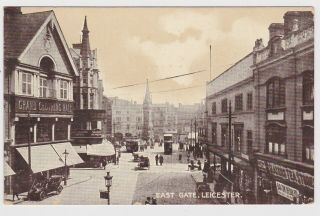 Old Card East Gate Leicester With Shops Around 1910