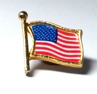 Usa American Flag Lapel/hat Pins,  Tie Tack Gold Tone W/ Filling Older Vintage