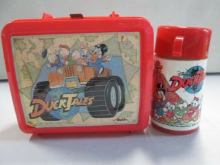 1986 Aladdin Disney Duck Tales Plastic Lunchbox W Thermos