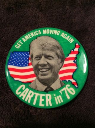 Vintage Jimmy Carter For President Pinback Pin Presidential Campaign Button