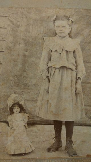 Antique Vintage Old Early Edwardian Era 1900s Photo Young Girl Doll Arts Craft