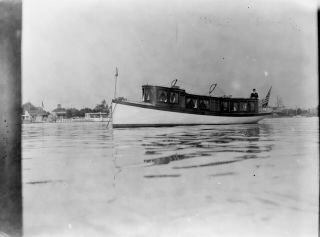 (6) Glass Negatives - Yacht On River - Early 1900 