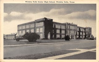 Wichita Falls Texas Senior High School 1940s B&w Postcard