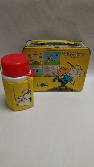 Vintage Charlie Brown And Friends (peanuts) Metal Lunchbox With Thermos