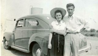 Z715 Vtg Photo " Max & Myself " With Car " Hamburgers ",  Big Springs Texas C 1940