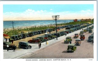 Hampton Beach,  Hampshire Nh Ocean Avenue Street Scene C1920s Postcard