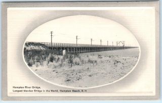 Hampton Beach,  Hampshire Nh Hampton River Bridge Embossed Postcard