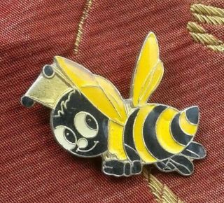 Vintage Cool Bubble Bee Hat Pin / Lapel 1 3/8 By 1 1/16 All Color Enamel