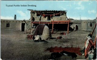 Mexico,  Nm Typical Pueblo Indian Dwelling Native American 1915 Postcard