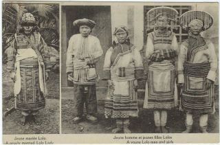 China 1900s Postcard Of Lolo Men And Women