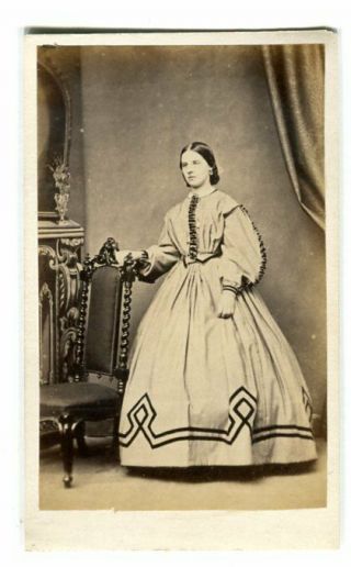 Early Cdv Pretty Young Lady Fashion 1860’s By Nurse Of Burnham Market Norfolk 1