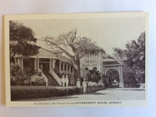 India Old Vintage Postcard,  Government House,  Bombay.  Viceroy.