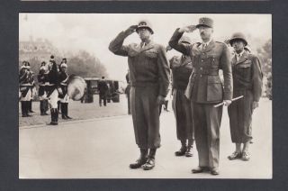 Usa 1945 Wwii Liberation Of Paris Postcard Generals Bradley & Koenig
