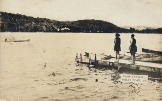 Wells River,  Vt Rppc Girls On The Dock At Camp Farwell 1921