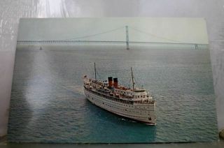 Boat Ship Ss South American Mackinac Bridge Postcard Old Vintage Card View Post