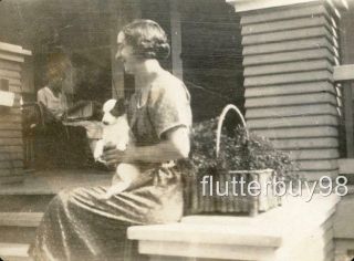 Y06 Vtg Photo Woman With Her Puppy Dog C 1924