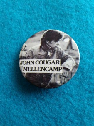 Vintage 1980s Band John Cougar Mellencamp Pinback Button Badge Pin 1.  5 Inch