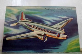 Airplane Air Plane Douglas Dc - 3 Postcard Old Vintage Card View Standard Souvenir