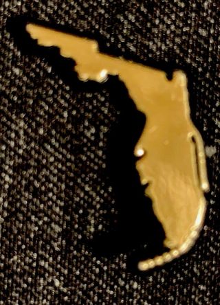 Florida State Shape Lapel Pin - Vintage Goldtone Hat Tie Rack