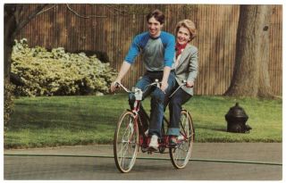 First Lady Nancy Reagan,  Ron Jr. ,  President,  Chrome Postcard