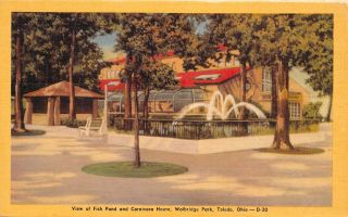 Toledo Ohio Walbridge Park Zoo Fish Pond & Carnivorous Animals House 1940s Linen