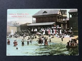Beach Scene,  Shrewsbury River,  Highland Beach Nj Vintage Postcard 1909